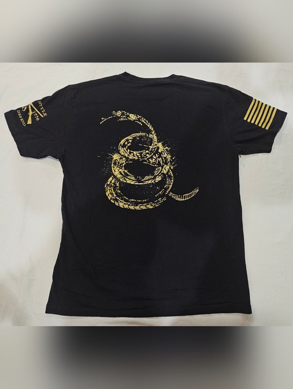 Grunt Style Black T-Shirt with Yellow Coiled Snake Graphic - Mens XL